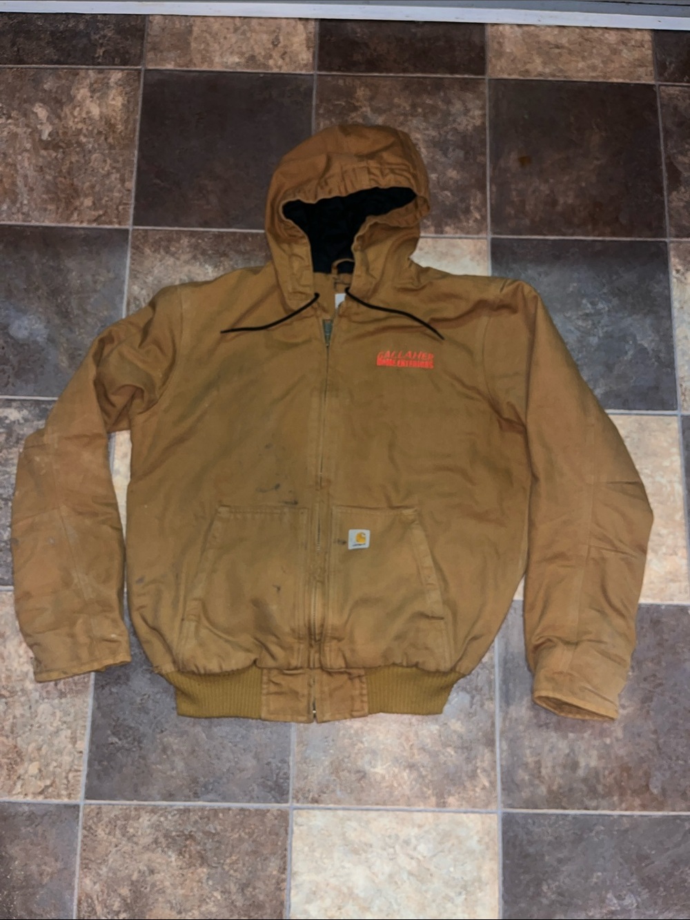 Carhartt Tan Hooded Bomber Jacket